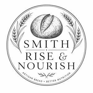 Smith Rise & Nourish circular logo with illustrated sourdough loaf and wheat